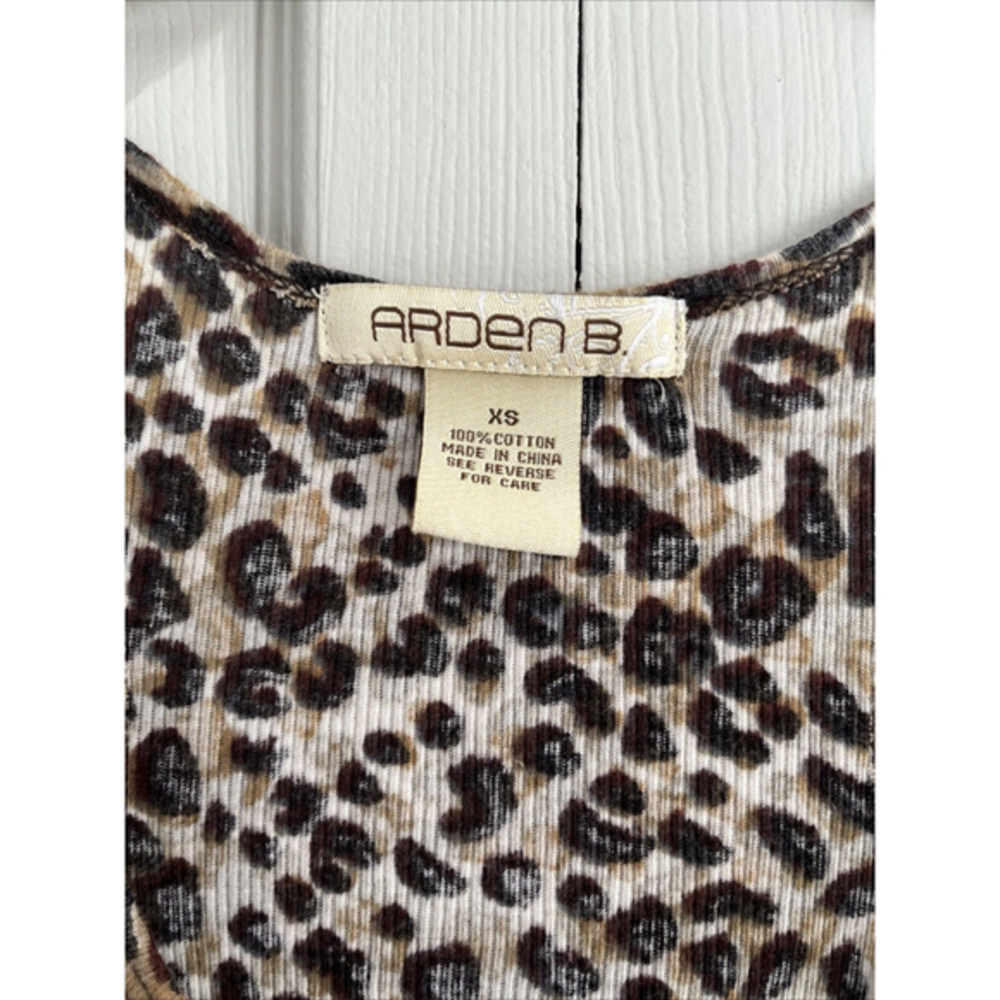 Arden B Women's Brown Cheetah Animal Print Sequin Stretch Tank Top Snooki Sz XS - Picture 4 of 9